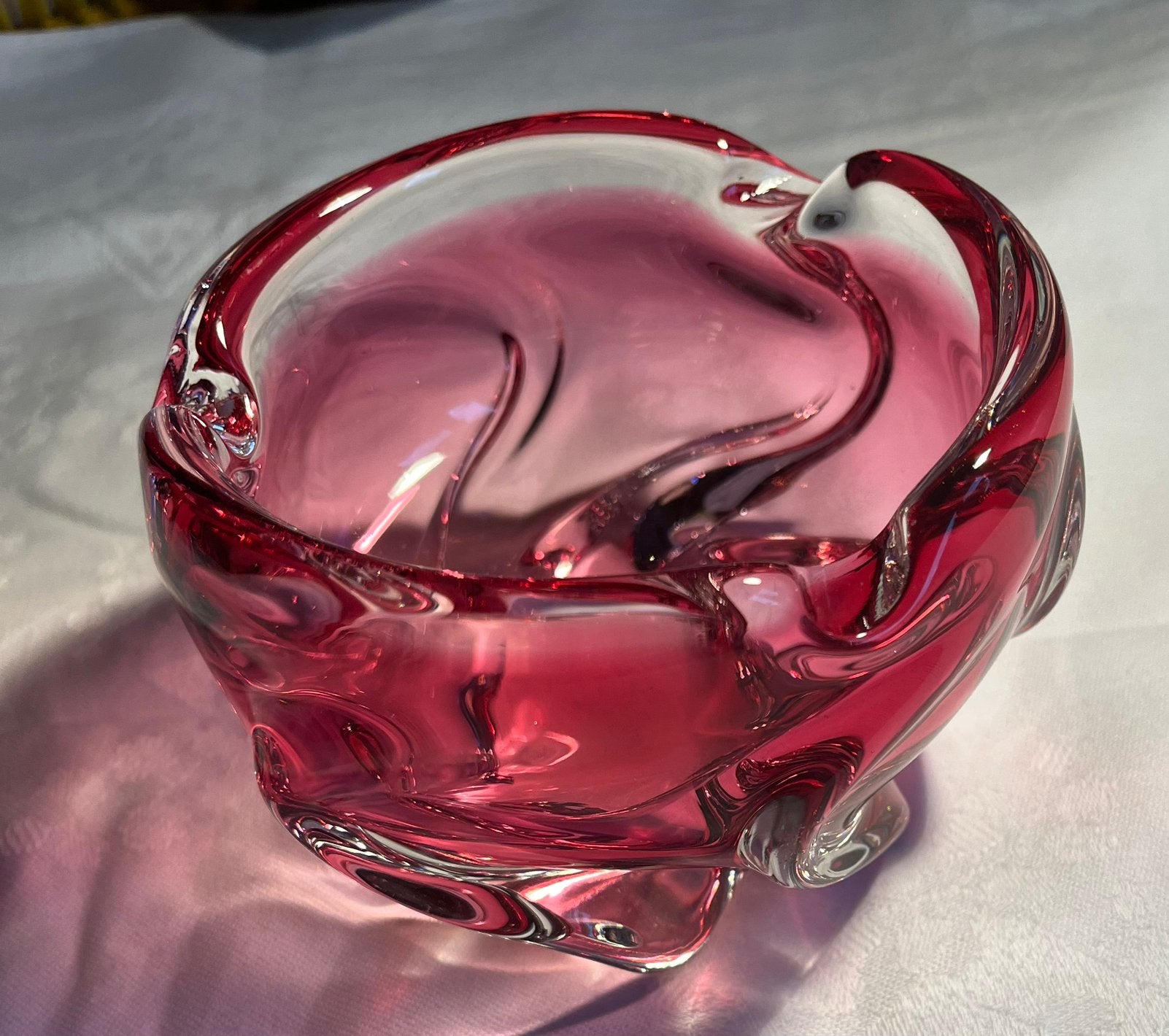 Glazen object asbak rood glas Josef Hospodka, Ophalen of Verzenden