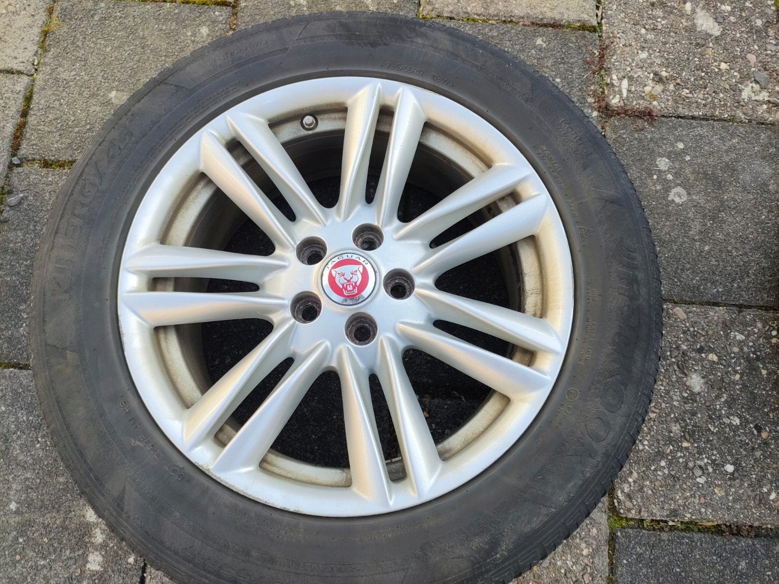 Banden (all season) + velgen Jaguar, Auto-onderdelen, Ophalen, Banden en Velgen, 17 inch, All Season