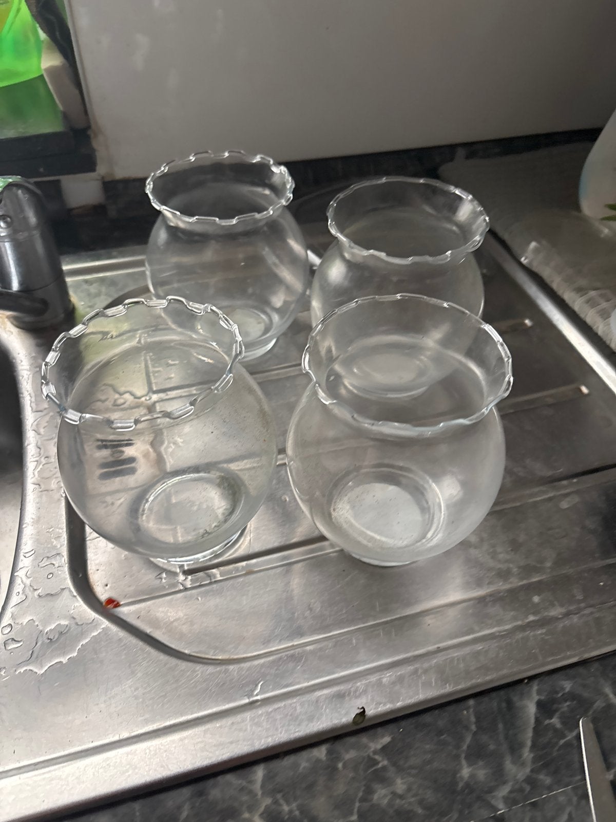 Set van 4 kleine glazen vissenkommen/decoratiepotjes, Ophalen of Verzenden