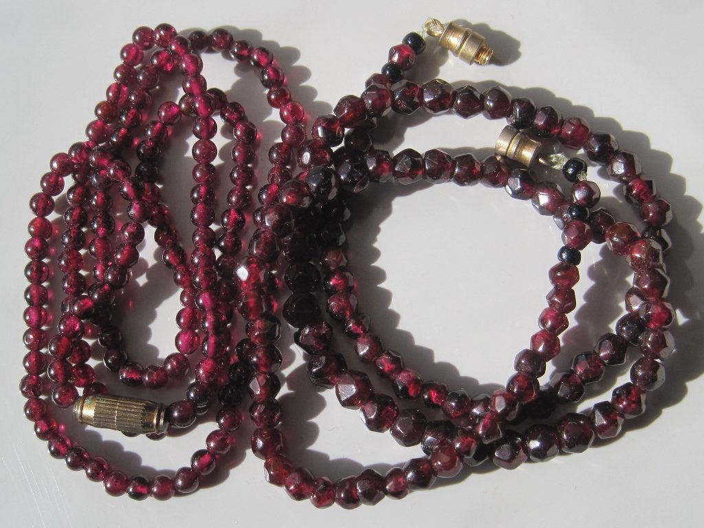 Antiek granaat ketting twee ketting, Sieraden, Tassen en Uiterlijk, Kettingen, Ophalen, Zo goed als nieuw, Steen of Mineraal, Met edelsteen