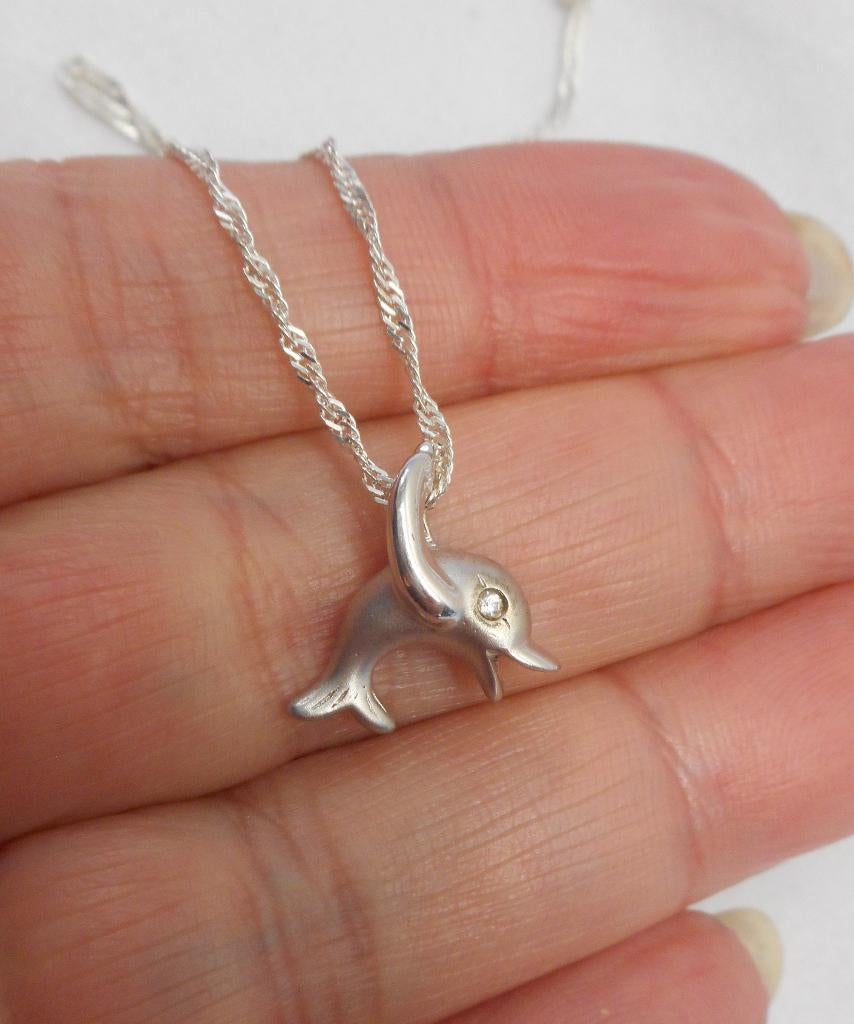 Zilveren ketting met dolfijn hangertje nr.1139
