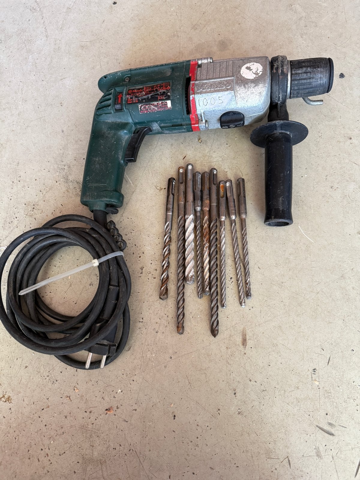 Metabo BHE 6010 Boorhamer met borenset, Ophalen, Boor- en/of Breekhamer, Klopboormechanisme, Gebruikt