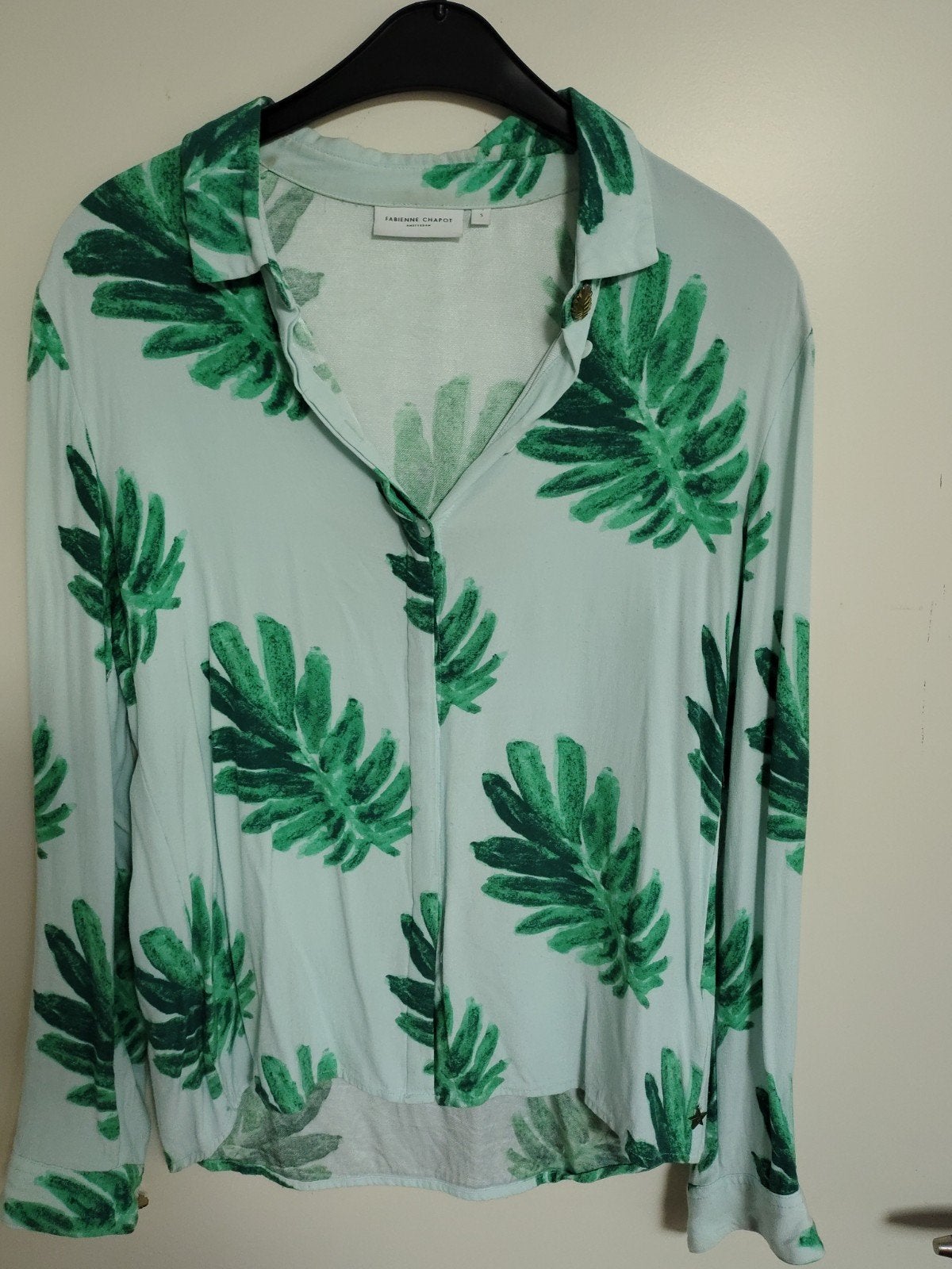 Fabienne Chapot blouse met palmbladprint, Kleding | Dames, Ophalen of Verzenden, Fabienne Chapot, Maat 36 (S), Gedragen