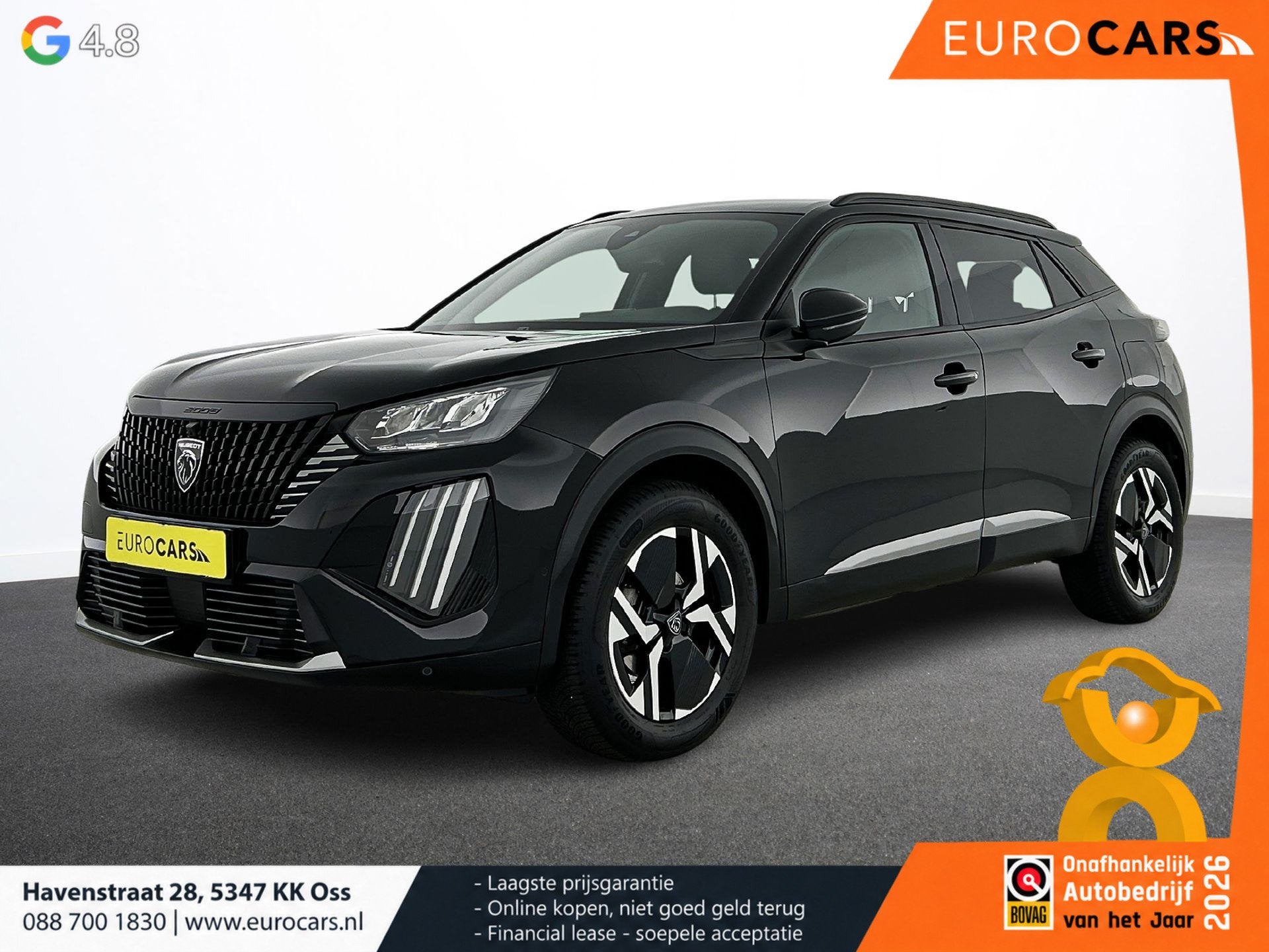 Peugeot 2008 1.2 PureTech 130pk Automaat Allure Navigatie Ap, Auto's, Gebruikt, Zwart, 1199 cc, Leder en Stof