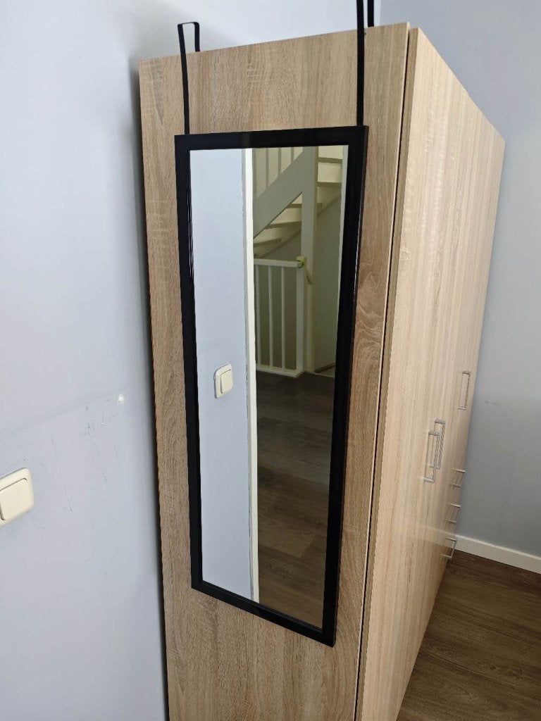 Zwarte deurspiegel / hangspiegel — 96  34 cm, Ophalen, Rechthoekig, Minder dan 50 cm, Minder dan 100 cm