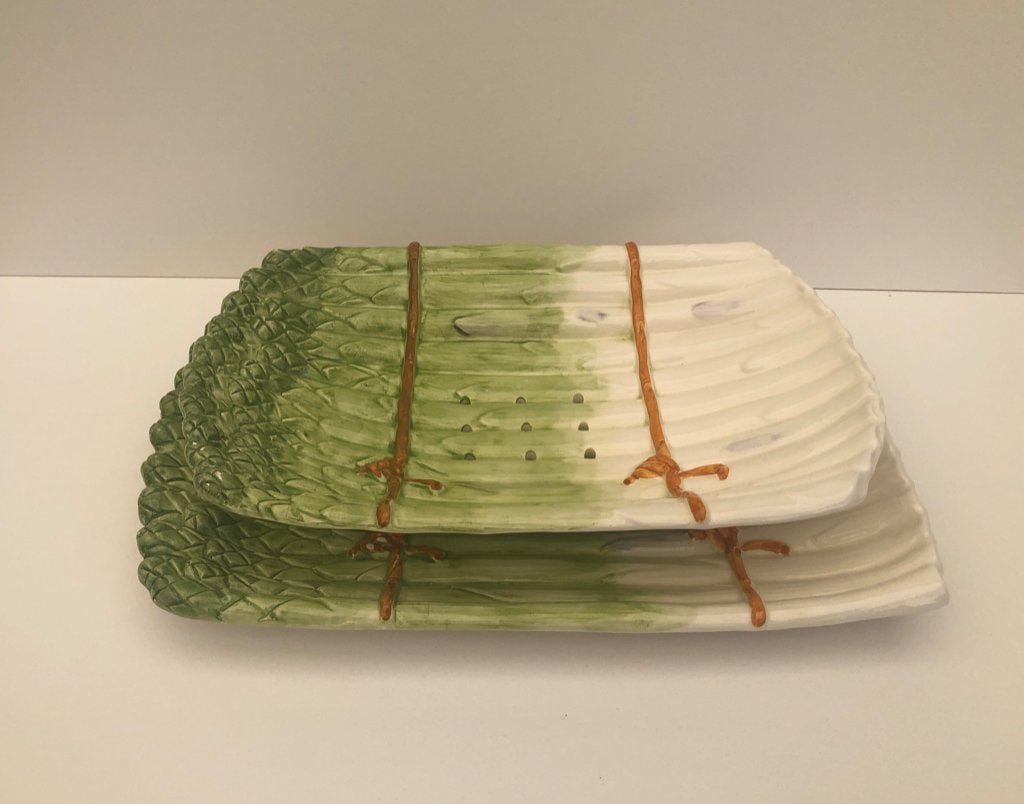 Asperge serveerschaal met onderbord  - 2 Delige set, Huis en Inrichting, Gebruikt, Ophalen of Verzenden, Schaal of Schalen, Overige stijlen