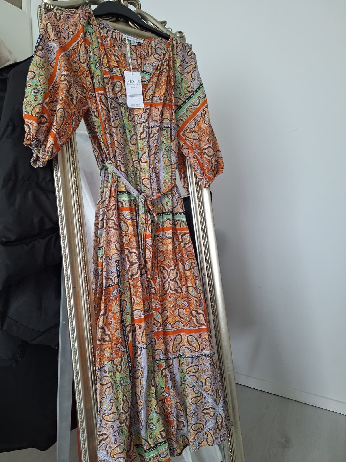 Next 100% katoenen midi jurk met paisley print maat XS 34, Verzenden, Nieuw, Oranje, Maat 34 (XS) of kleiner