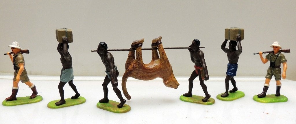 8 figuren elastolin grootwildjagers Tarzan, Ophalen of Verzenden