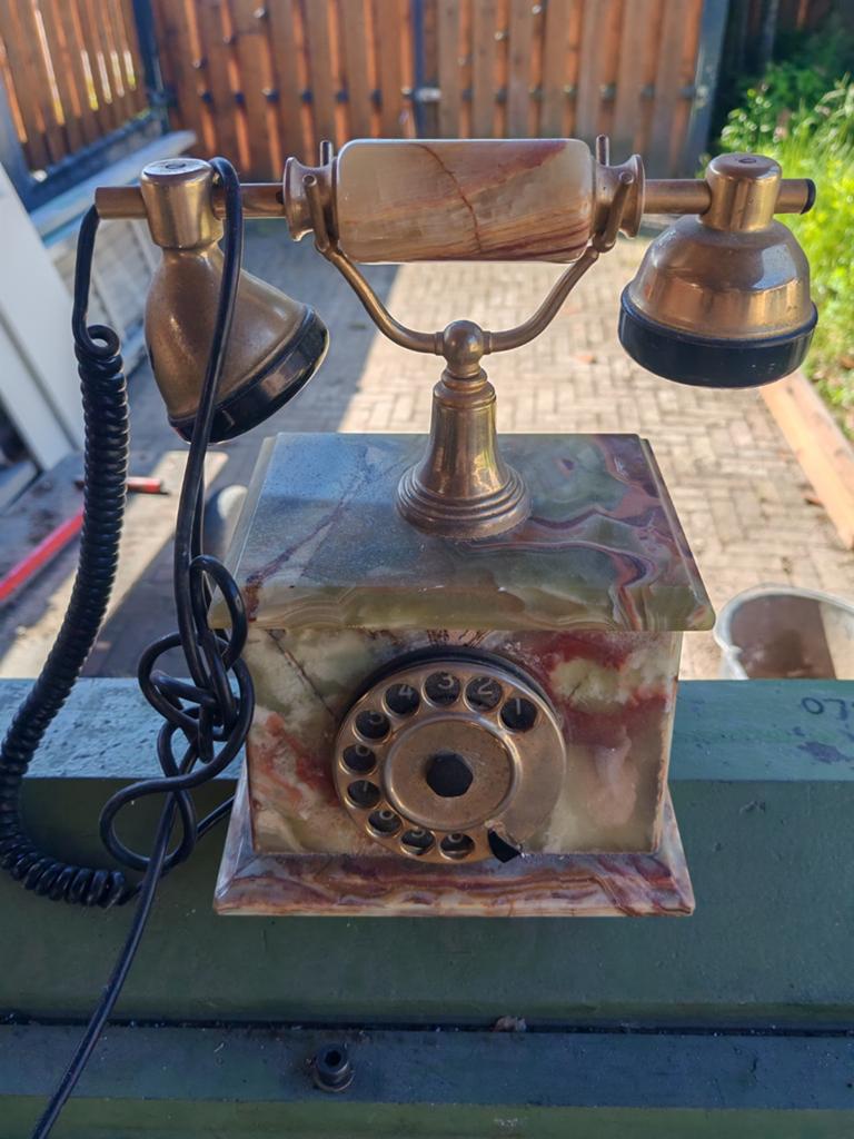 Antieke Telefoon van Marmer en Messing, Antiek en Kunst, Ophalen of Verzenden