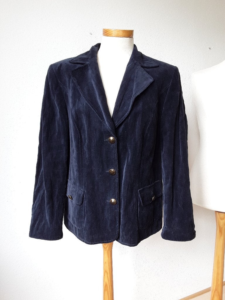 Kolbert in donkerblauw velours van Gerry Weber mt 44, Maat 42/44 (L), Zo goed als nieuw, Jasje, Gerry weber