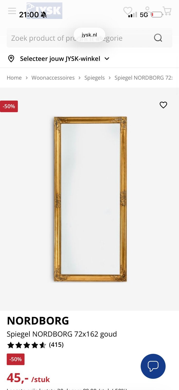Grote spiegel goud