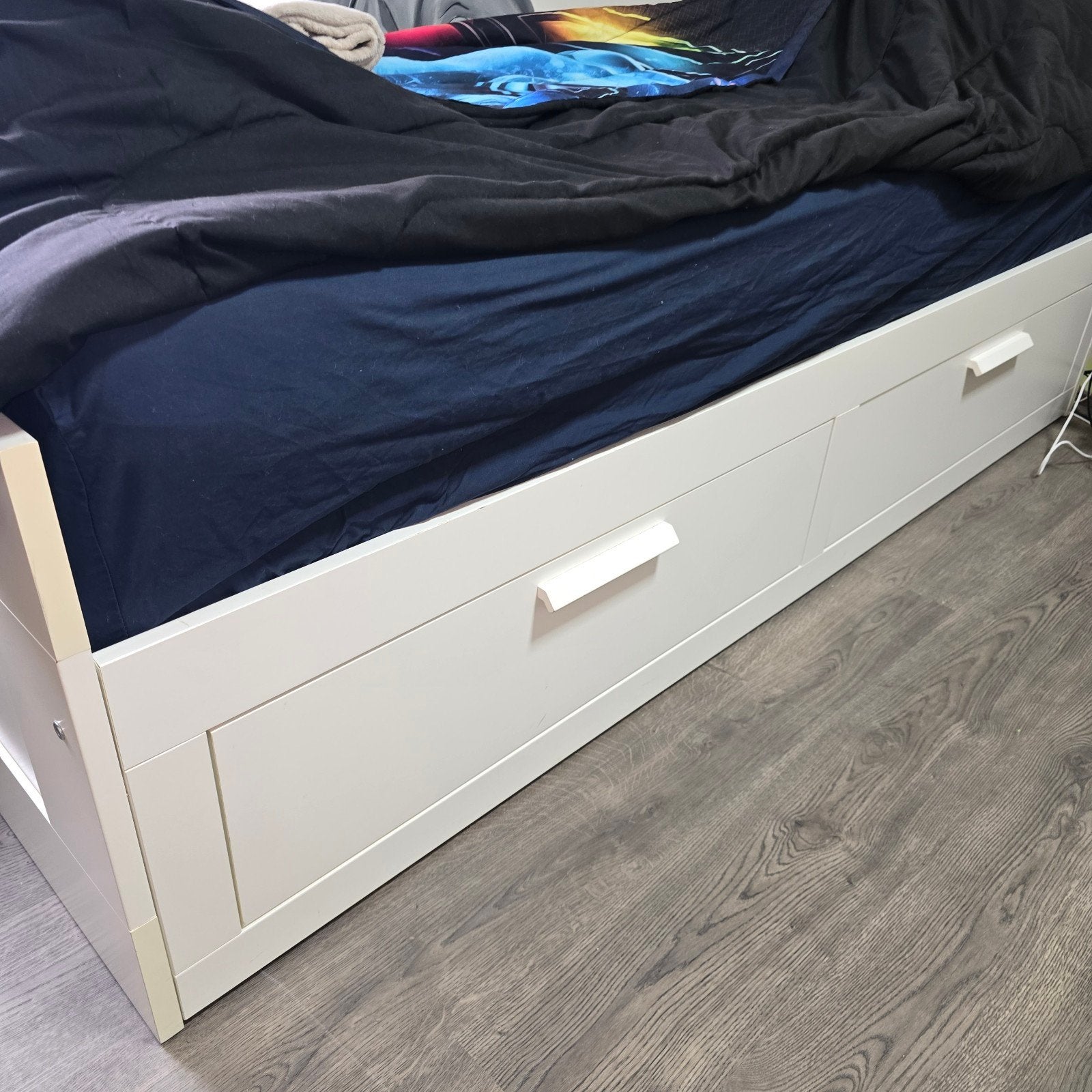 gratis!! IKEA BRIMNES Bedbank met 2 lades - Wit, Ophalen, Gebruikt, Wit, Tweepersoons
