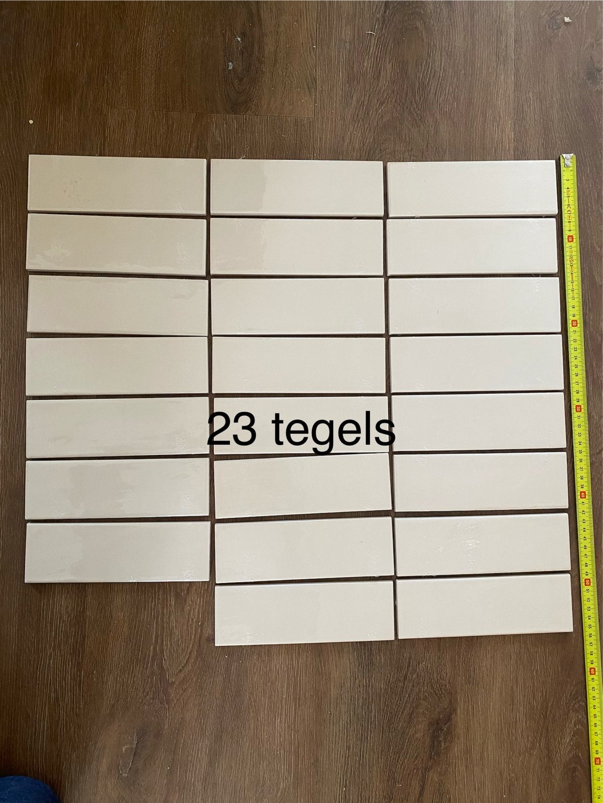 Jabo Premium Country wandtegels 6.5x20cm beige glans :23 st., Nieuw, 20 tot 40 cm, Minder dan 5 m², Wandtegels