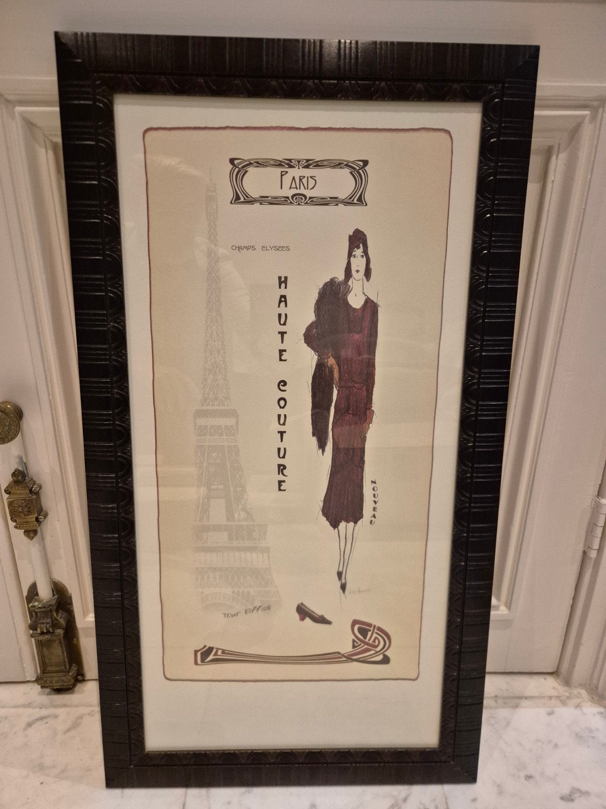 Haute Couture Parijs Print - Eiffeltoren & Modefiguur, Ophalen