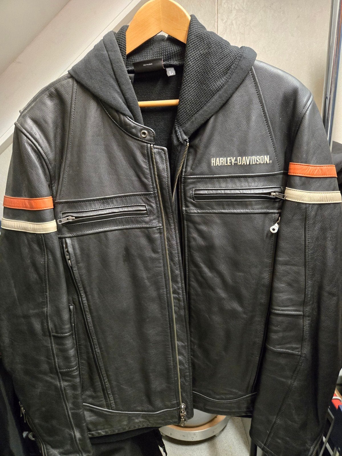 Harley-Davidson Leren Motorjas met Capuchon Maat L, Harley-Davidson, Heren, Jas | leer, Ophalen of Verzenden