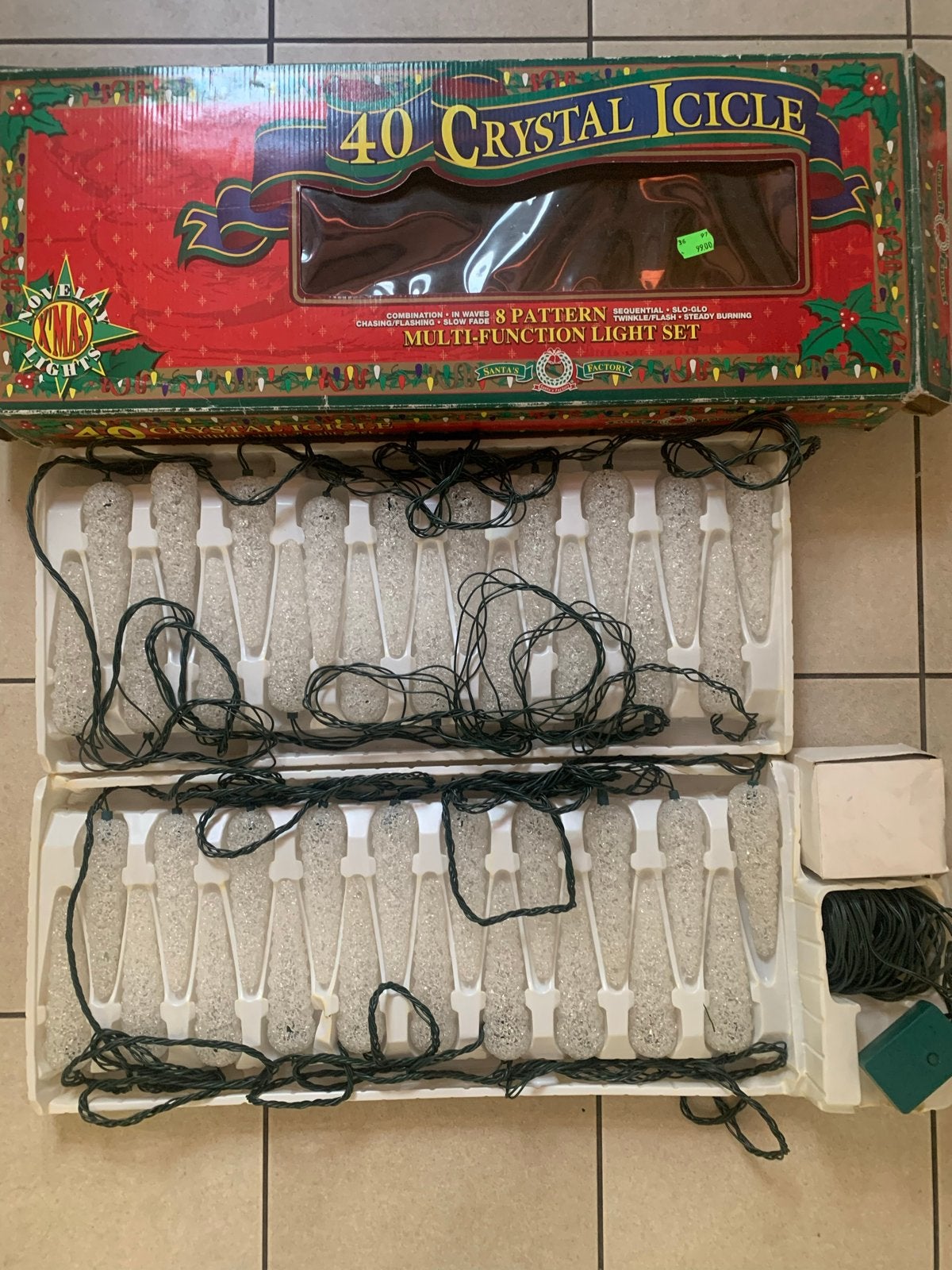 Vintage crystal ijspegels met 8 licht effecten  kerstverl, Ophalen of Verzenden