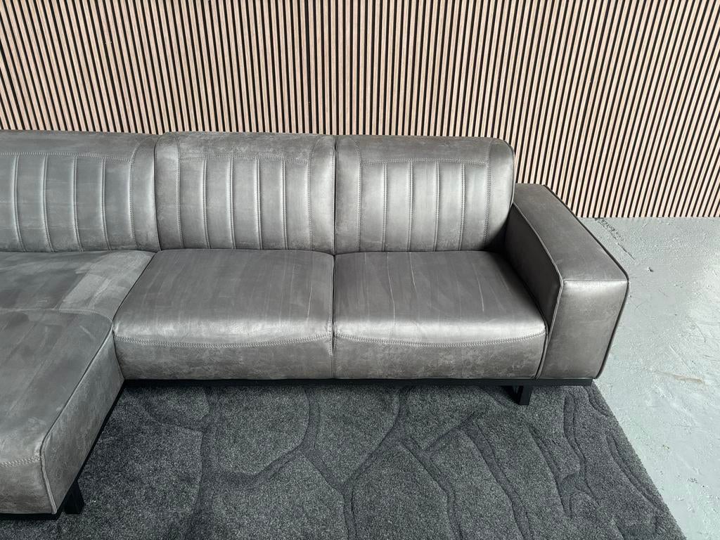 GRATIS LEVERING Loungebank Donkergrijs 300x150 GEREINIGD, Huis en Inrichting, Hoekbank, 300 cm of meer, Ophalen of Verzenden, Zo goed als nieuw