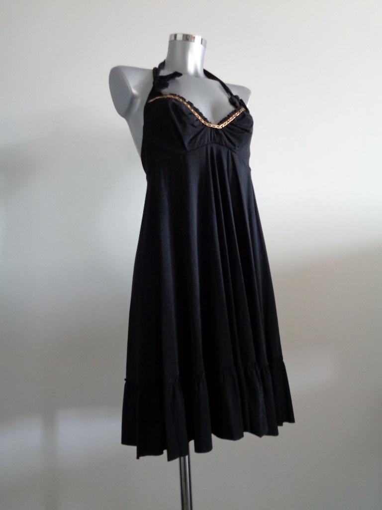 Eva Herzigova, exclusieve jurk, designer, IT46-NL40 origin., Maat 38/40 (M), Verzenden, Zwart, Zo goed als nieuw