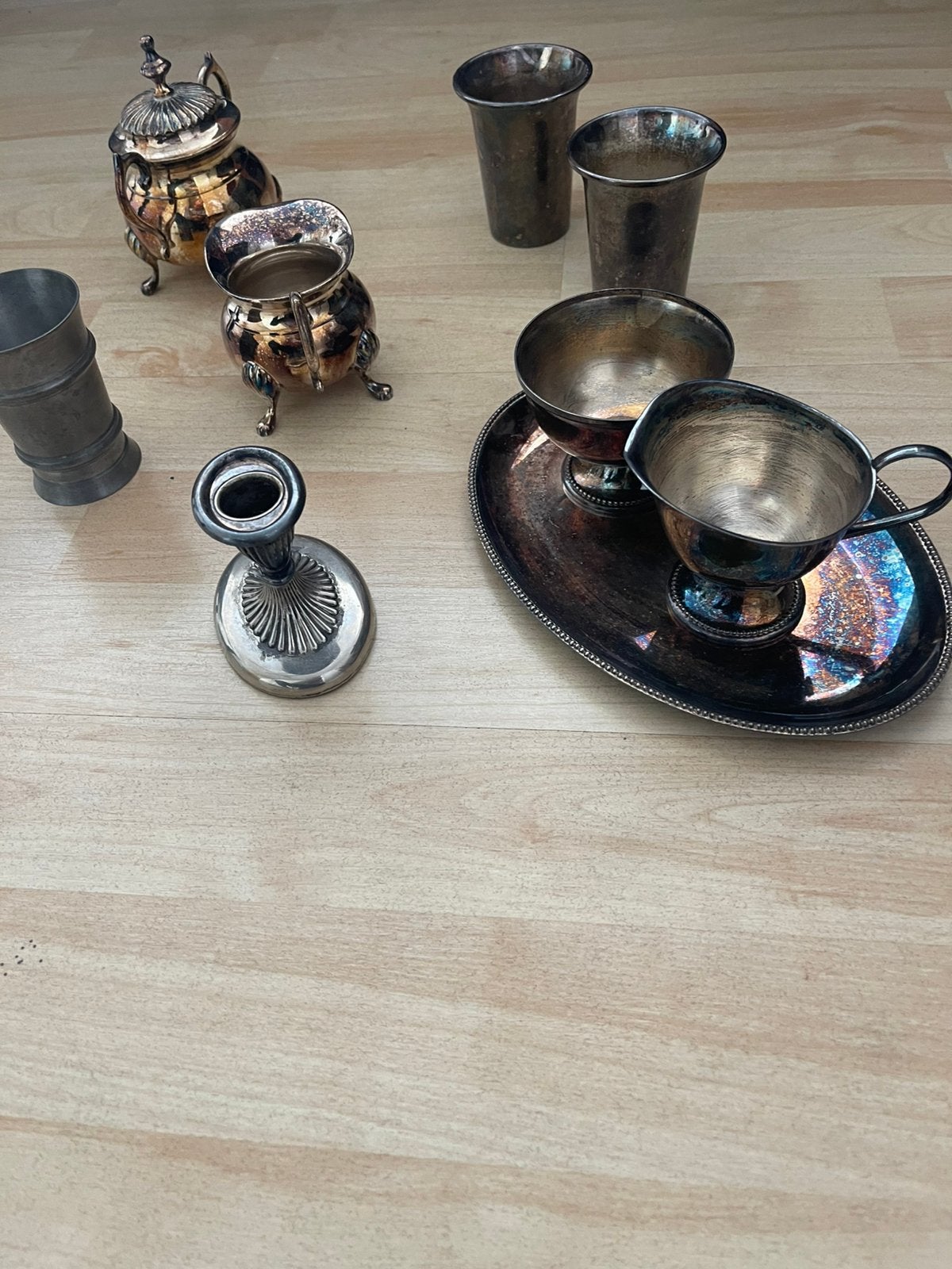 Diverse verzilverde stukken., Ophalen of Verzenden