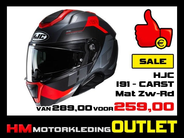 Motorhelm HJC I91 Carst - Mat Zwart-Rood - Systeemhelm I 91, Info@huybersmotoren.nl, Systeemhelm, HM - Sale, Dames