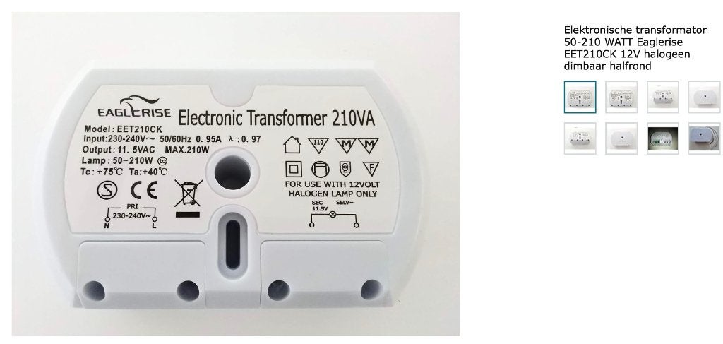 Electronic Transformer 210VA - Model: EET210CK, Overige generaties, Ophalen of Verzenden, Zo goed als nieuw, Overige rassen