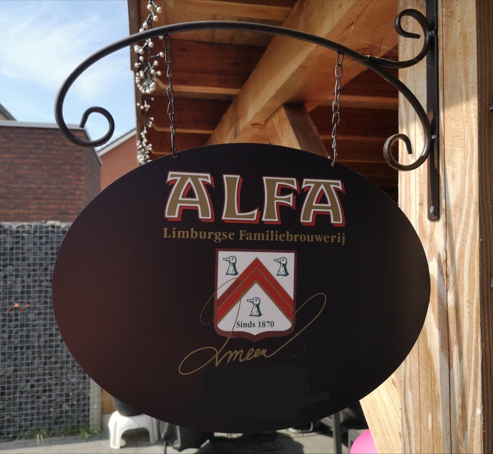 Dubbelzijdig ALFA BIER UITHANGBORD (incl. beugel), Verzamelen, Ophalen of Verzenden, Nieuw, Reclamebord, Plaat of Schild, Overige merken