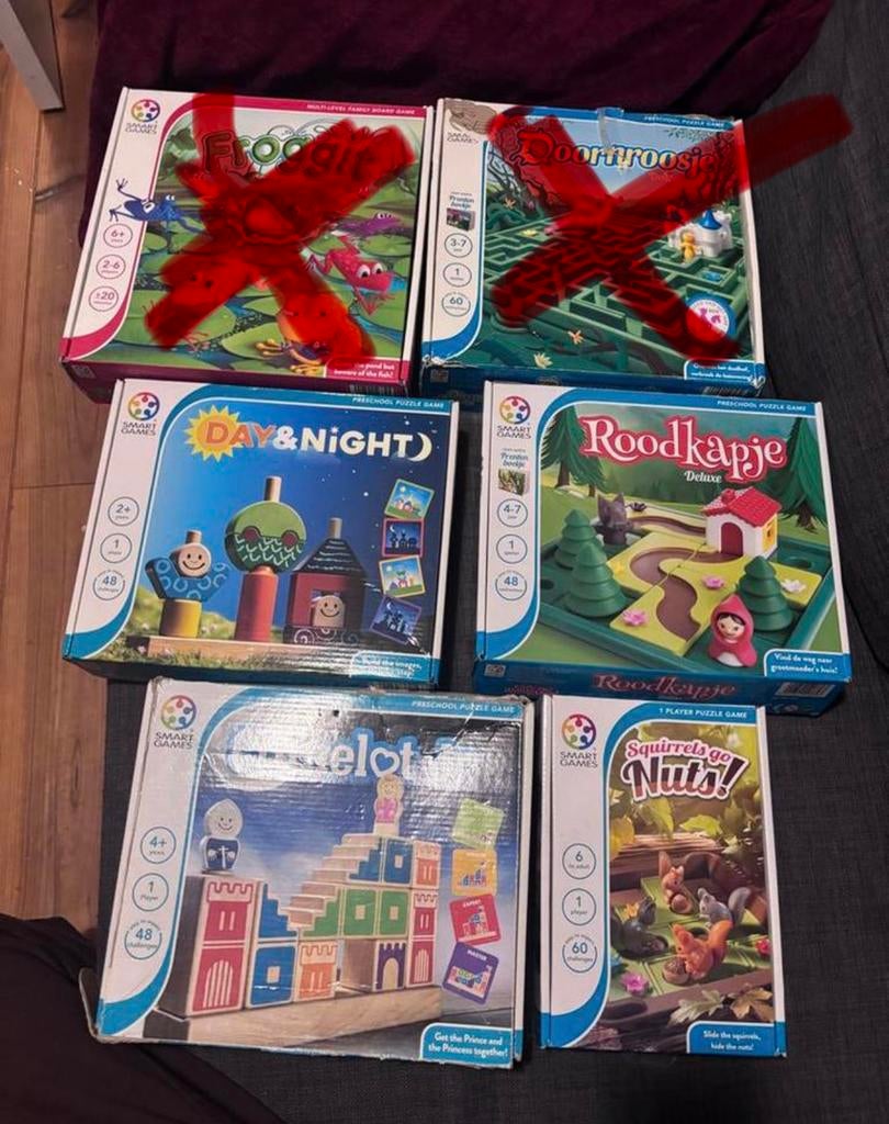 4 Smart Games - Puzzels en Denkspellen, Een of twee spelers, Ophalen, Gebruikt, Reisspel
