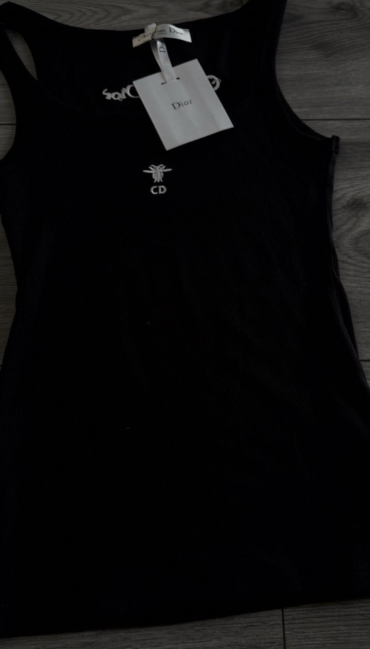 Cd top / christian dior top, Ophalen of Verzenden, Zo goed als nieuw, Zwart, Zonder mouw