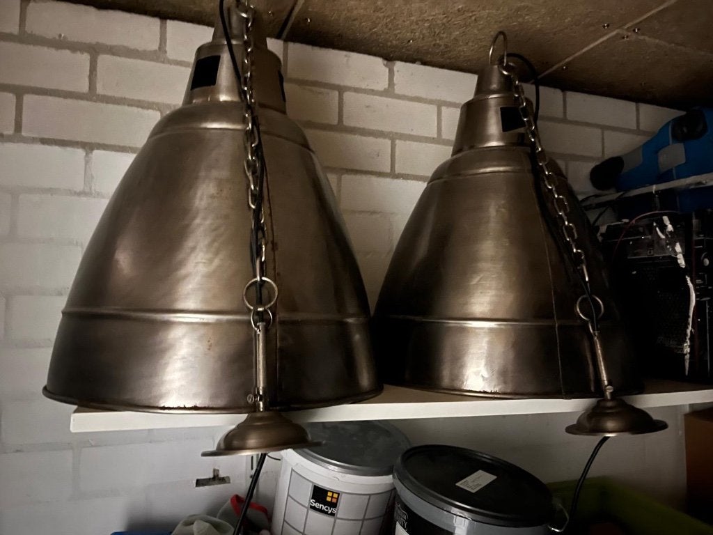 Industriële hanglampen x2, Ophalen, Zo goed als nieuw, Metaal, Industrieel