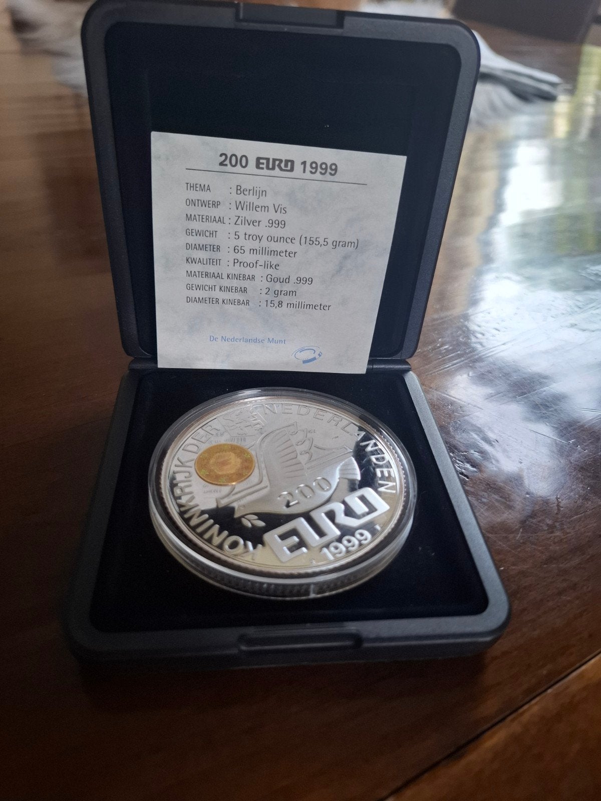 Zilveren 200 Euro 1999 'Berlijn' Proof-like, Koningin Beatrix, Euro's, Goud, Ophalen of Verzenden