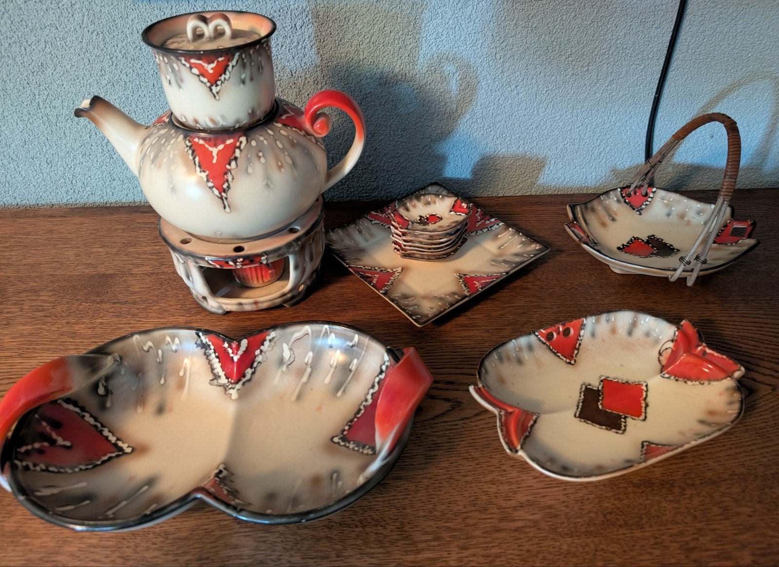 Art deco theepot met schaaltjes, Ophalen of Verzenden