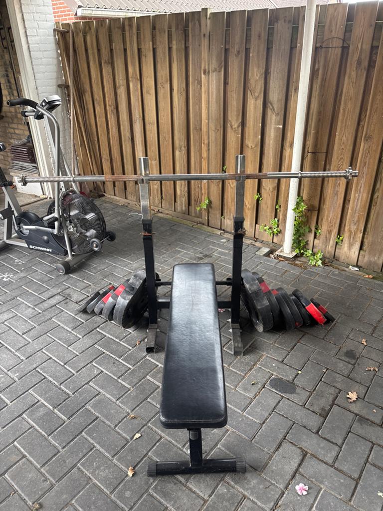 Bankdruk set met gewichten, Ophalen, Gebruikt, Krachtstation, Armen