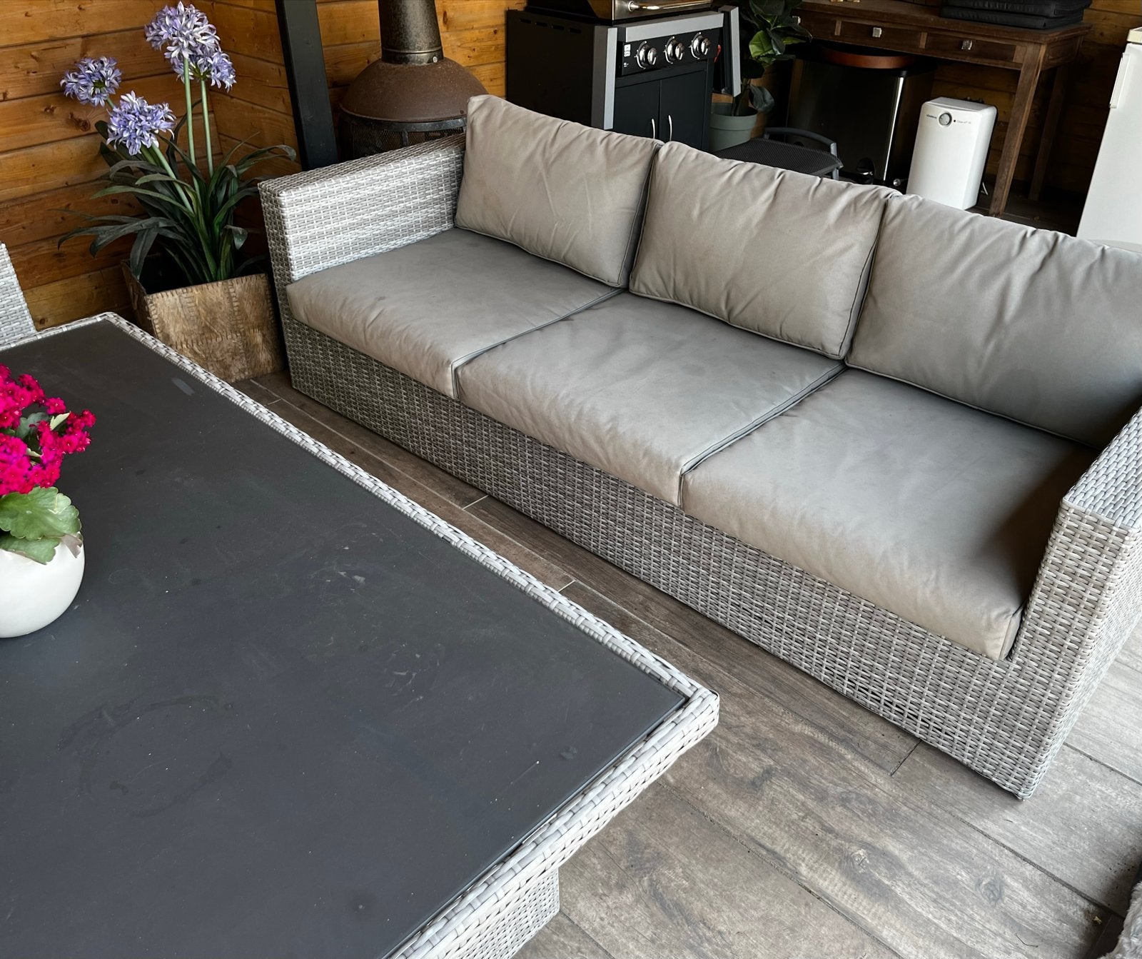 5 zits Lounge-/Tuinset met verstelbare tafel, Tuin en Terras, Tuinsets en Loungesets, Ophalen, 5 zitplaatsen, Gebruikt, Loungeset