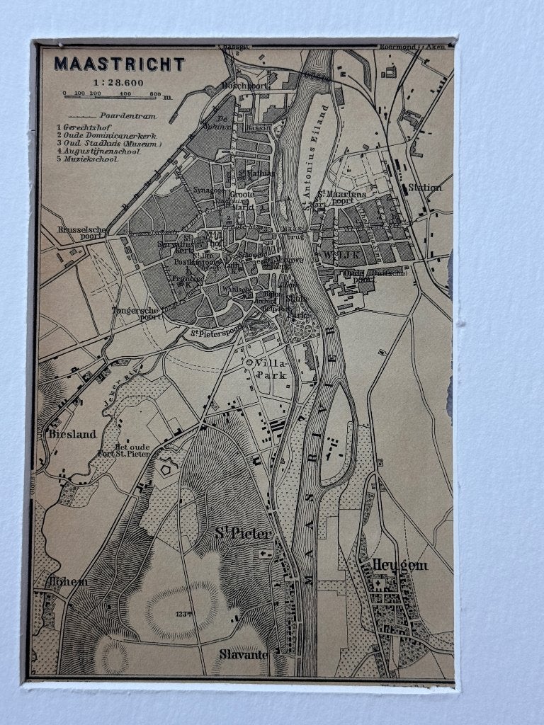 1896 Maastricht - Limburg  O U D E kaart  in P0785-04, Ophalen of Verzenden, Gravure, 1800 - 1899