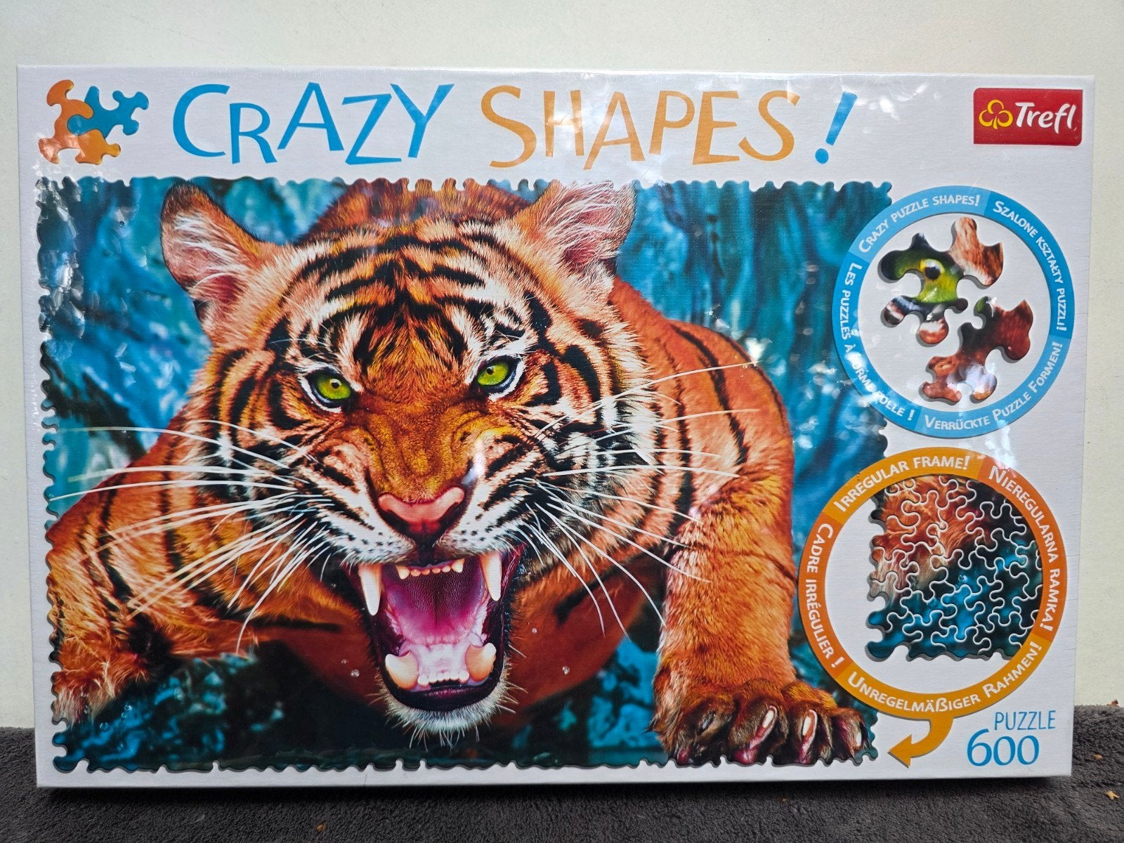 Trefi Crazy Shapes Tijger Puzzel 600 Stukjes, Een of twee spelers, Ophalen, Nieuw, Trefi