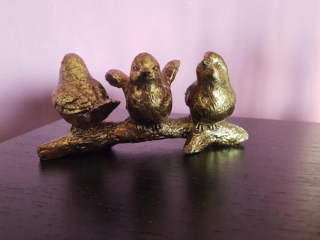 beeldje goud vogeltjes vogel vogels op tak mus zgan, Ophalen of Verzenden, Zo goed als nieuw, Dier