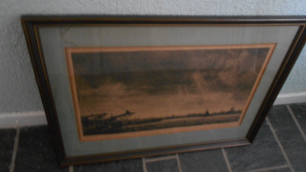 Albert Hemelman ets Amsterdam IJ scheepvaart boot Albertina, 26 cm, Ets, Ophalen of Verzenden, 1900 - 1949