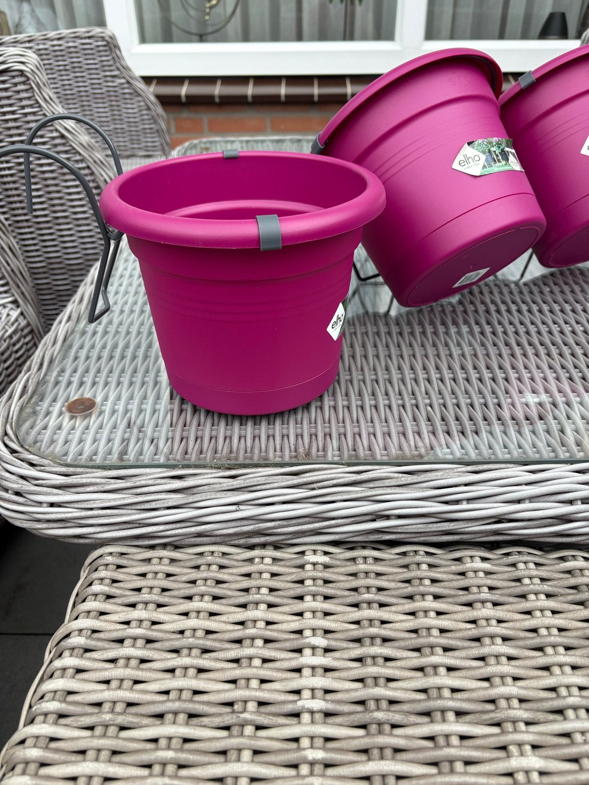 3 Elho bloempotjes fuchsia met afneembare beugel, Tuin en Terras, Kunststof, Balkon, Rond, Ophalen of Verzenden