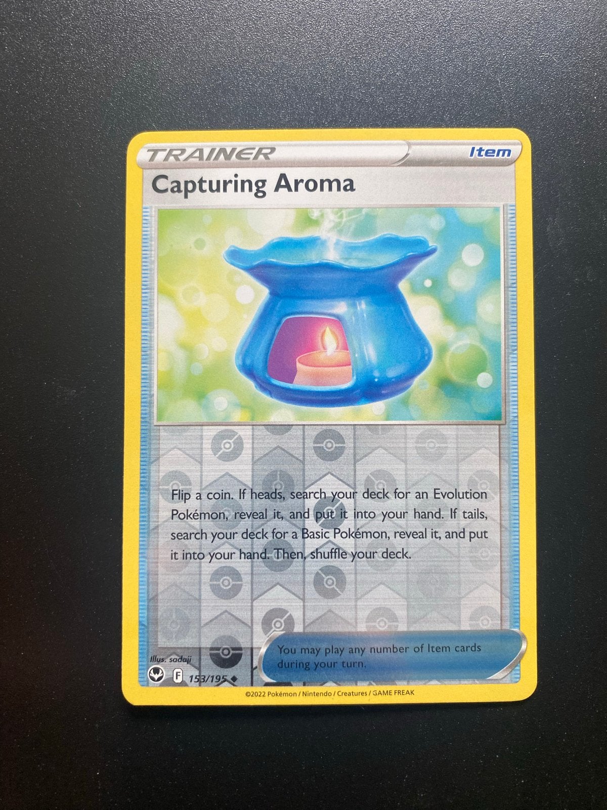 Capturing Aroma 153/195 Reverse Holo Pokémon Silver Tempest, Ophalen of Verzenden, Zo goed als nieuw, Losse kaart, Foil