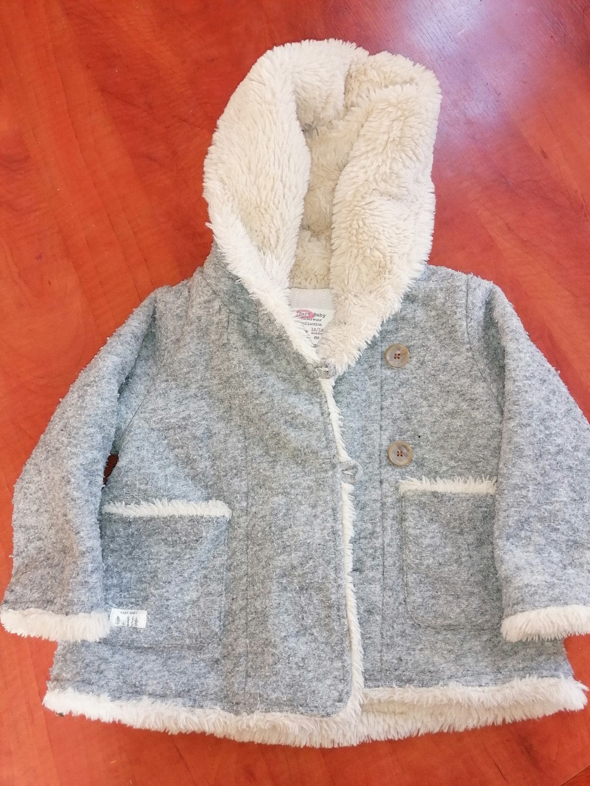 Zara Baby jasje grijs met teddy voering maat 86, Zara Baby, Jongetje of Meisje, Ophalen of Verzenden, Zo goed als nieuw