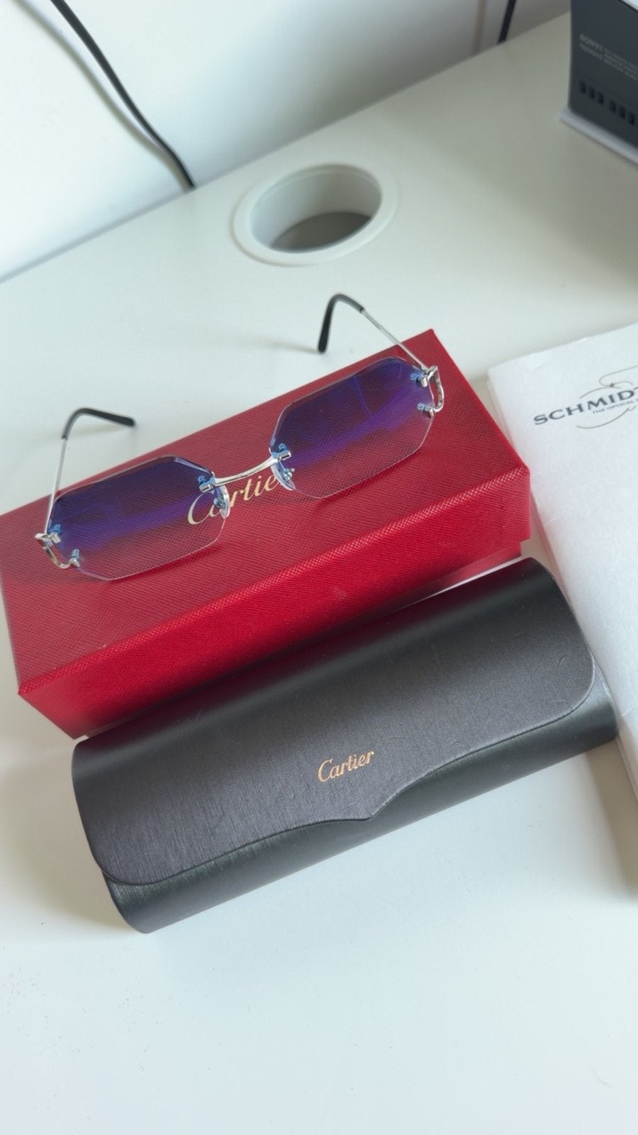 Cartier bril met blauwe glazen (orgineel), Blauw, Zo goed als nieuw, Bril, Ophalen