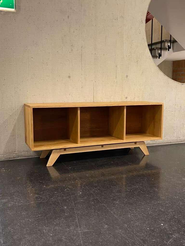 OPRUIMING! Massief Eiken Platenkast, Ophalen, 100 tot 150 cm, Eikenhout, Nieuw