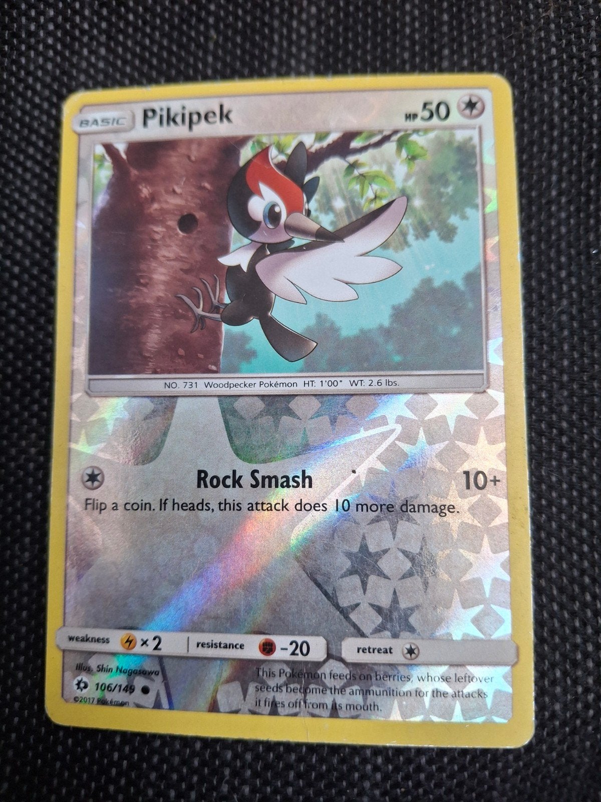 Pikipek Pokémon Kaart (Foil) - Sun & Moon 106/149, Ophalen of Verzenden, Gebruikt, Losse kaart, Foil