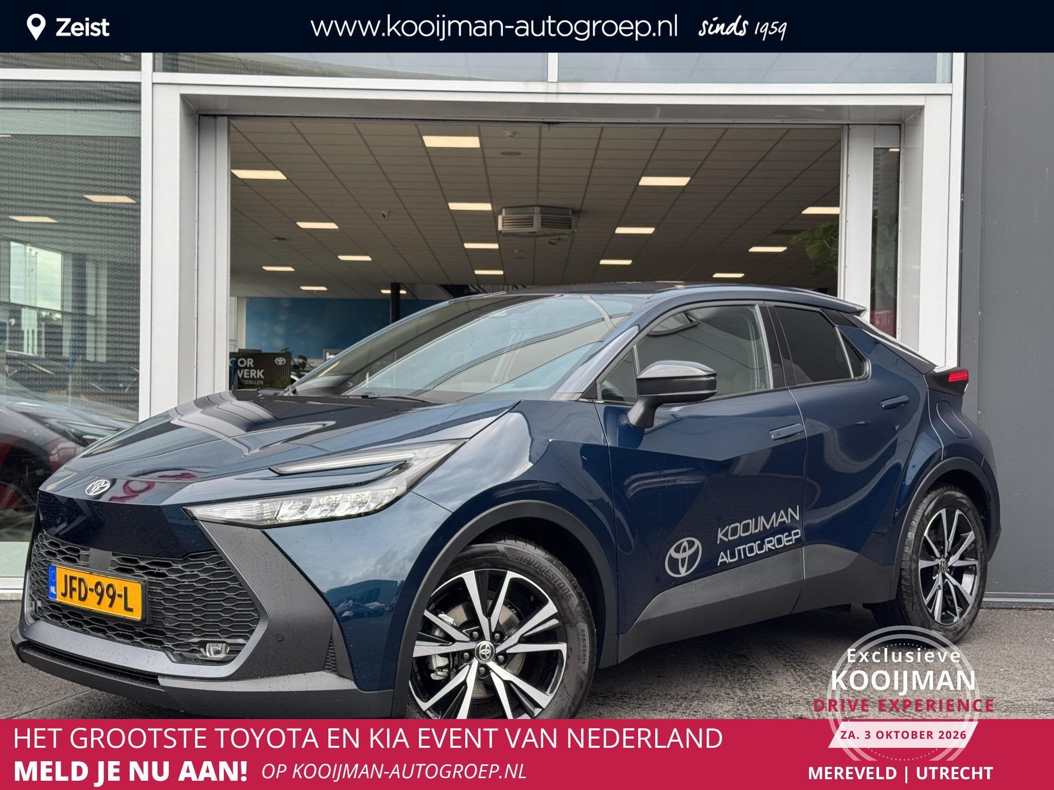 Toyota C-HR 1.8 Hybrid 140 Dynamic Midnight teal | NL Auto |, Auto's, Stof, 4 cilinders, Blauw, Origineel Nederlands