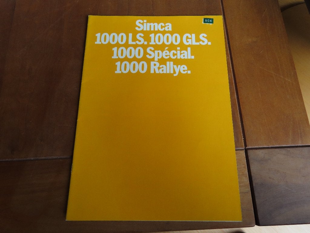 Folder Simca 1000, Simca 1000 Rallye 1971, Zo goed als nieuw, Overige merken, Simca, Ophalen of Verzenden