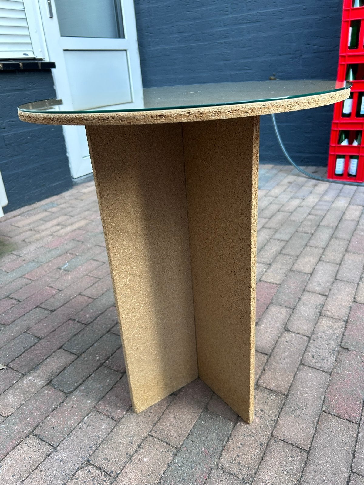 Gratis Vintage rond siertafeltje met glasplaat, Ophalen, Minder dan 55 cm, Gebruikt, Rond