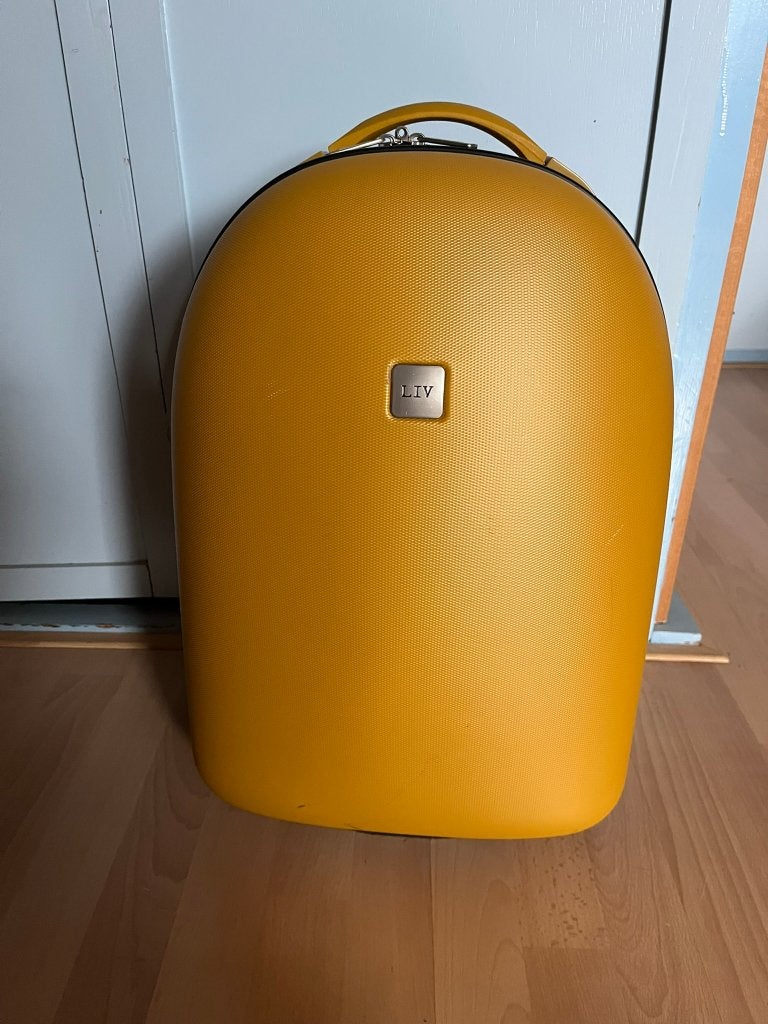 hard  geel koffertje, 50 tot 60 cm, Hard kunststof, Zo goed als nieuw, 35 tot 45 cm