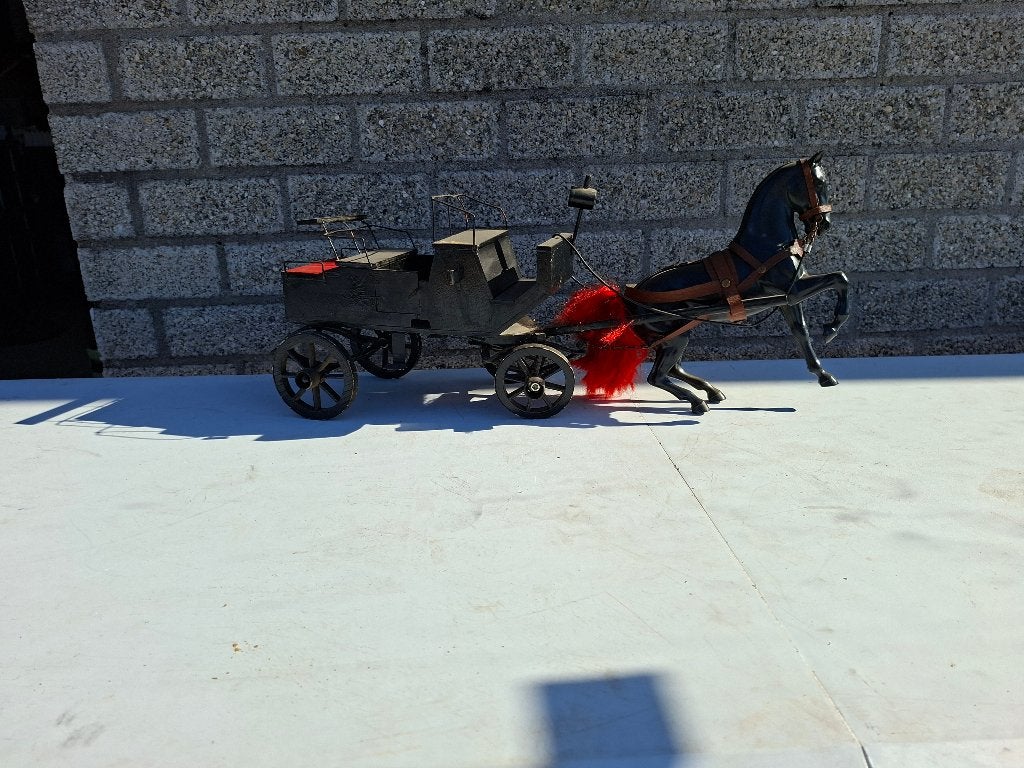 beeld houten rijtuig met paard, Ophalen of Verzenden, Zo goed als nieuw, Mens