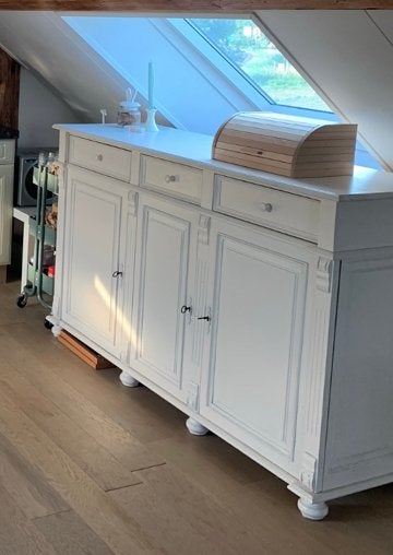 Mooie brocante kast te koop!, Ophalen, Eikenhout, 100 tot 150 cm, 150 tot 200 cm