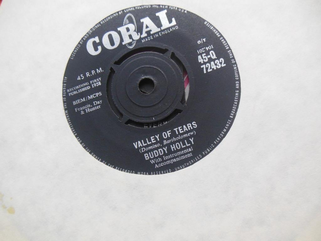 single buddy holly 45rpm valley of tears-baby i dont care, Ophalen of Verzenden, Gebruikt, Rock en Metal
